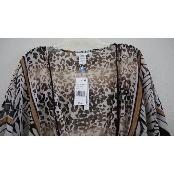 Bleu Rod Beattie RBUO2280 Women Sz L Black Animal Print Caftan Swim Cover Up $79 - Picture 3 of 8